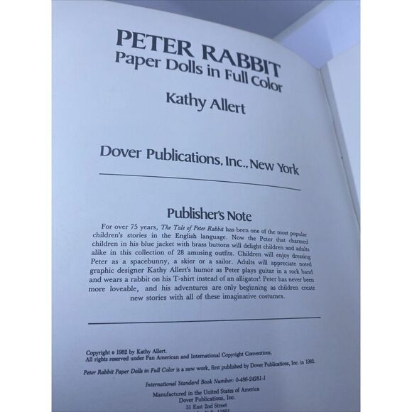 Vintage Peter Rabbit Paper Dolls Full Color Kathy Allert Uncut 1982 - Picture 11 of 12